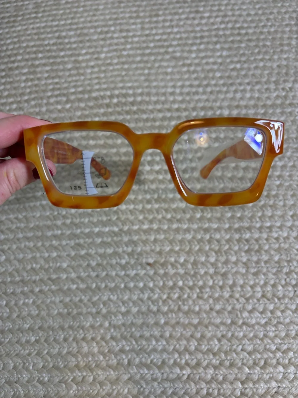 Ryan Simkhai Women’s Amber Tortoiseshell Square Reading Frame Glasses +1.25